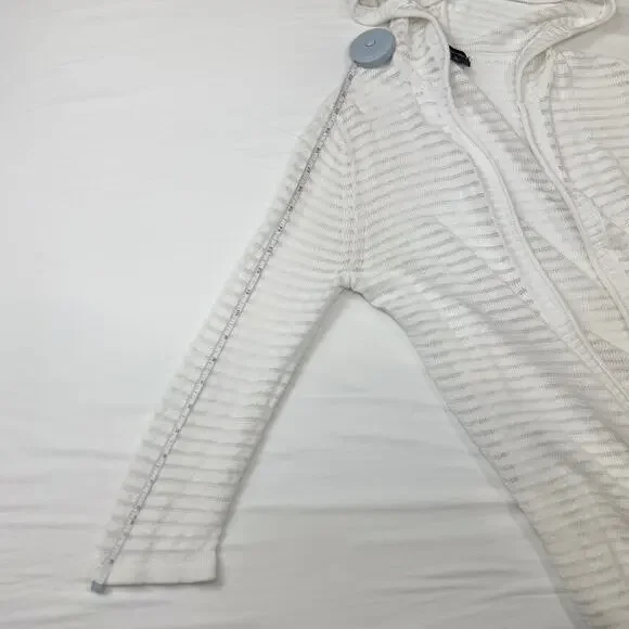 Eddie Bauer Ivory Hooded Open Front Cardigan Women’s Medium Lightweight Knit - Picture 11 of 13